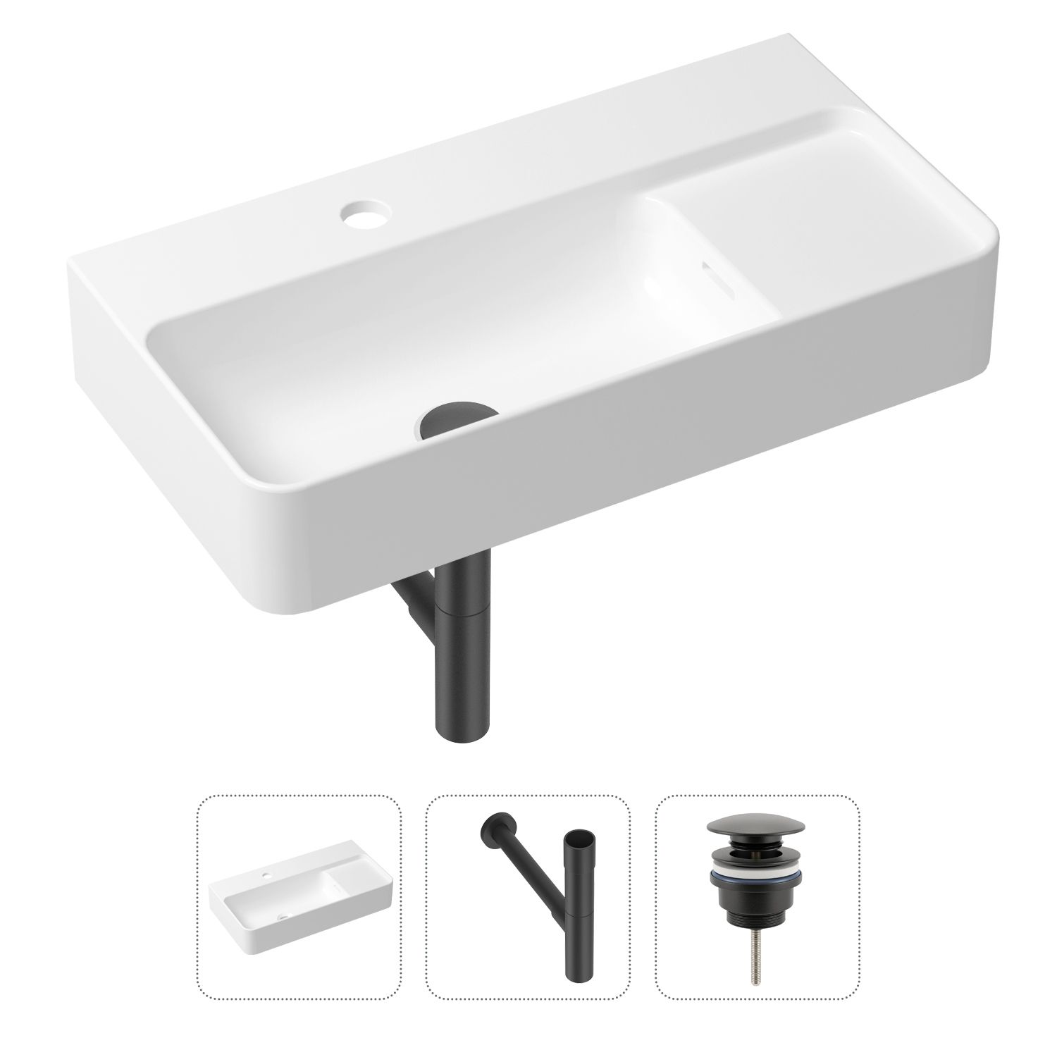 фото Комплект 3 в 1 lavinia boho bathroom sink 21520515: раковина 60 см, сифон, донный клапан