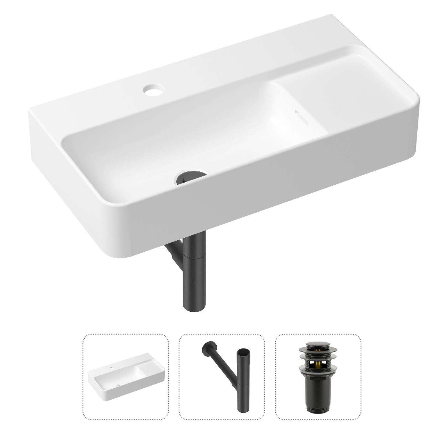 фото Комплект 3 в 1 lavinia boho bathroom sink 21520514: раковина 60 см, сифон, донный клапан