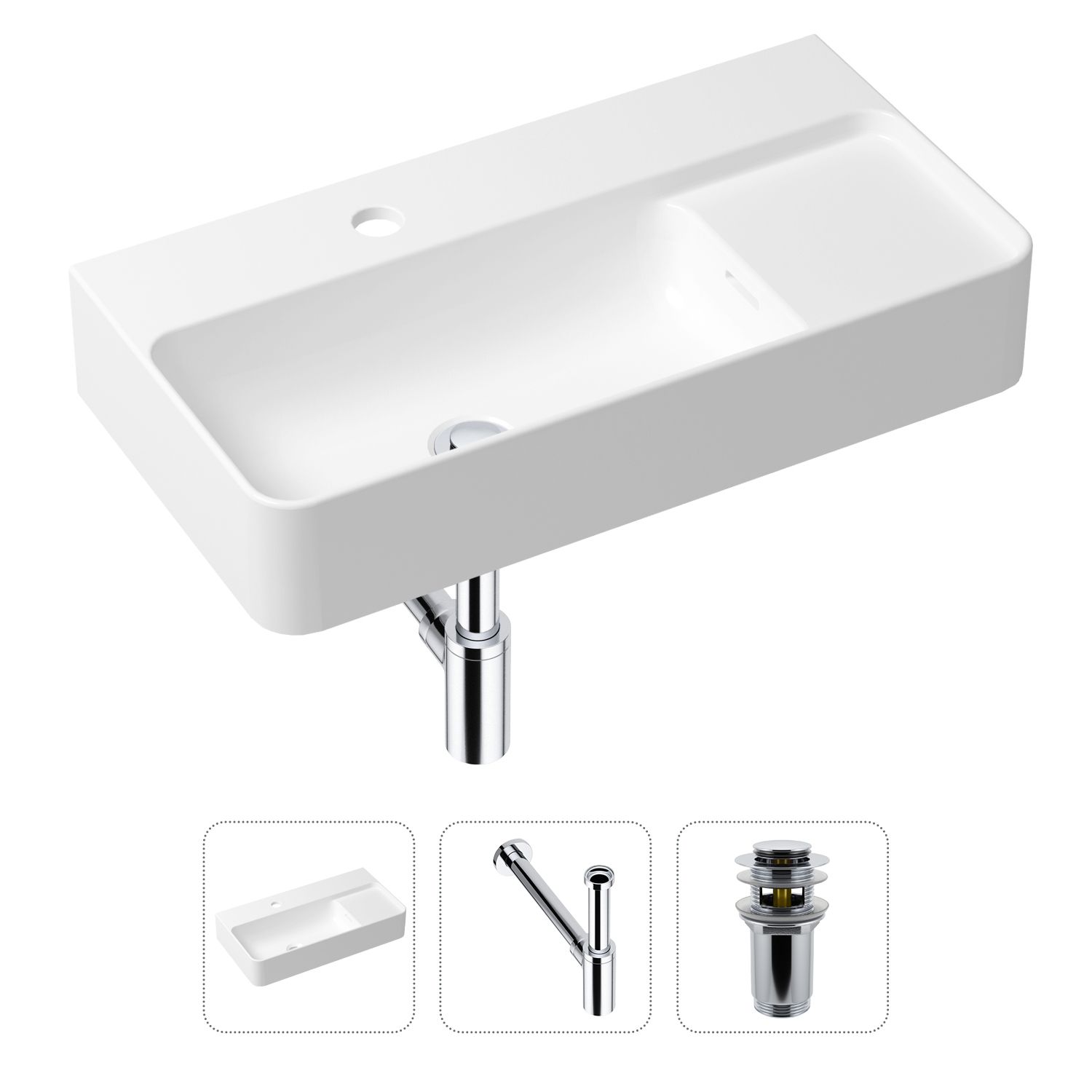 фото Комплект 3 в 1 lavinia boho bathroom sink 21520492: раковина 60 см, сифон, донный клапан