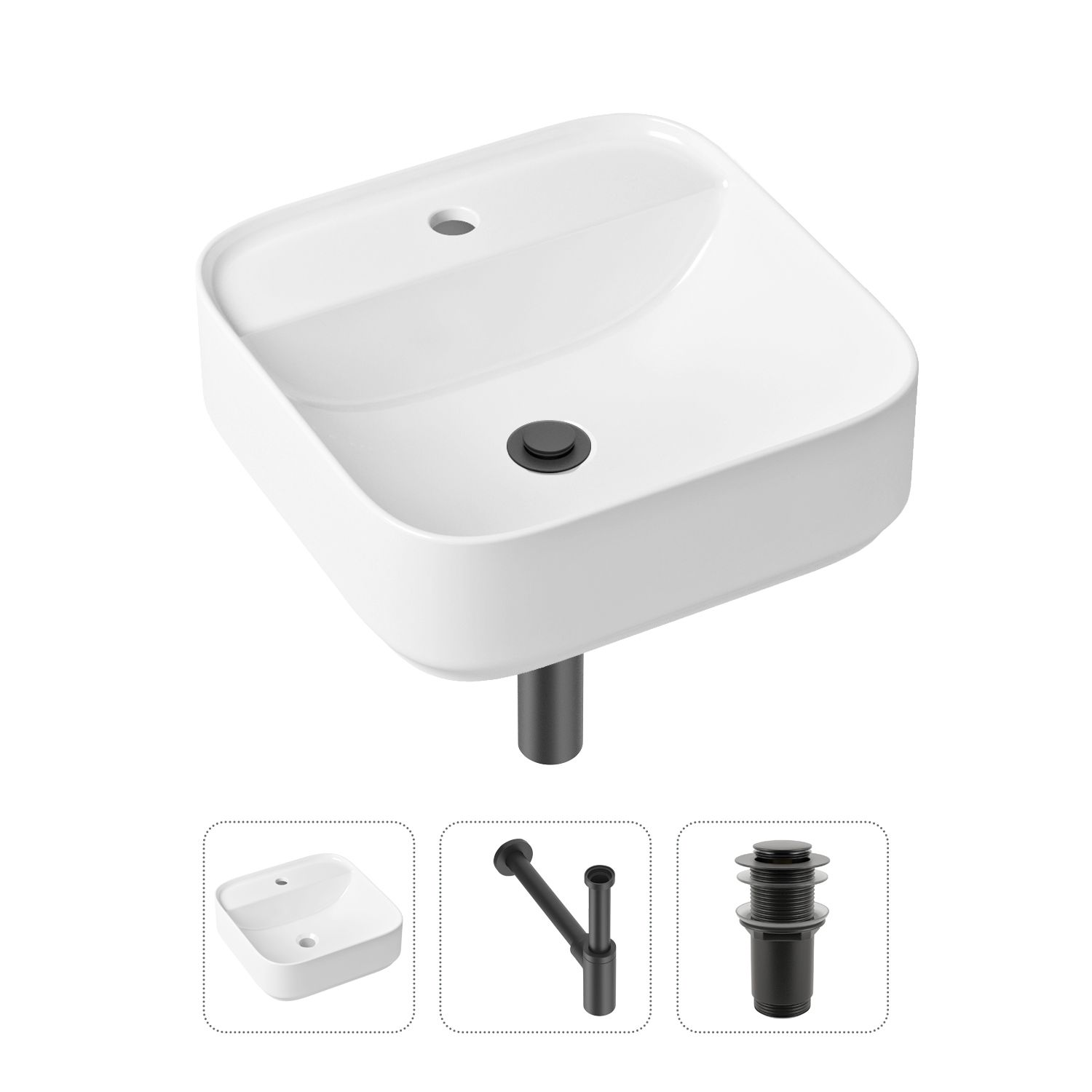фото Комплект 3 в 1 lavinia boho bathroom sink 21520277: раковина 42 см, сифон, донный клапан