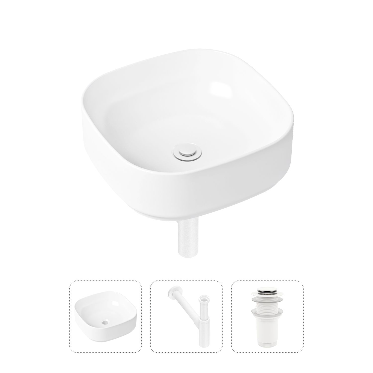 фото Комплект 3 в 1 lavinia boho bathroom sink 21520259: раковина 40 см, сифон, донный клапан