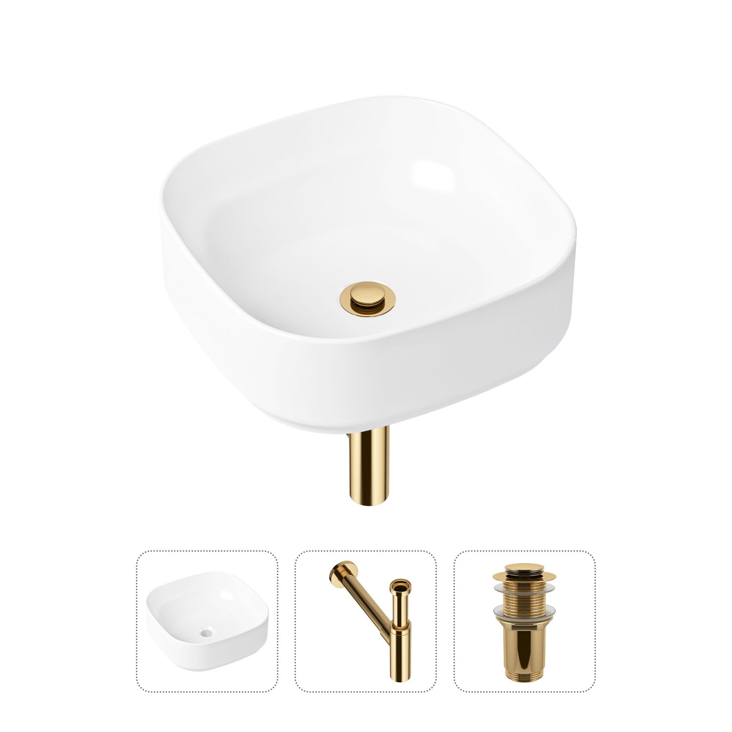 фото Комплект 3 в 1 lavinia boho bathroom sink 21520255: раковина 40 см, сифон, донный клапан
