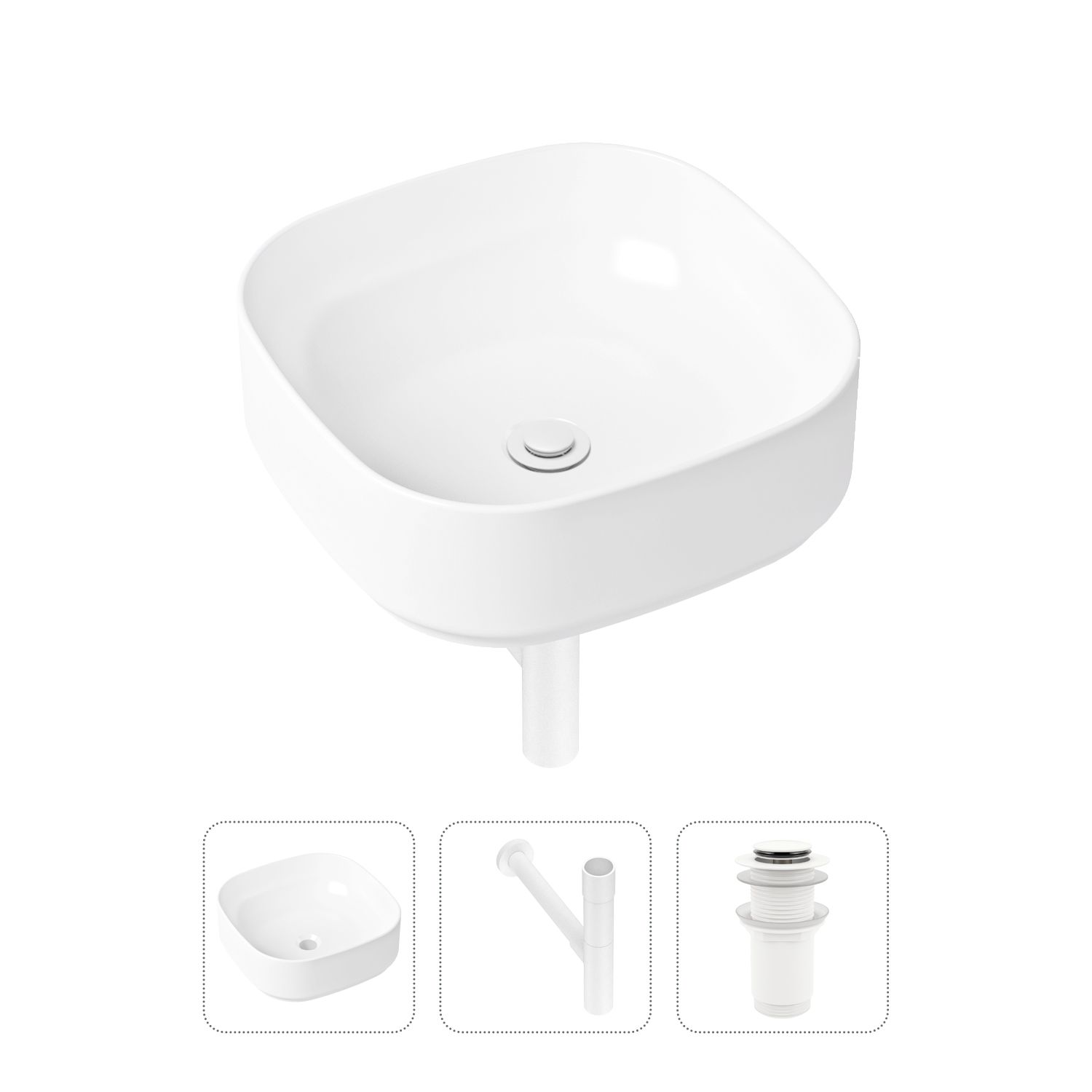 фото Комплект 3 в 1 lavinia boho bathroom sink 21520249: раковина 40 см, сифон, донный клапан