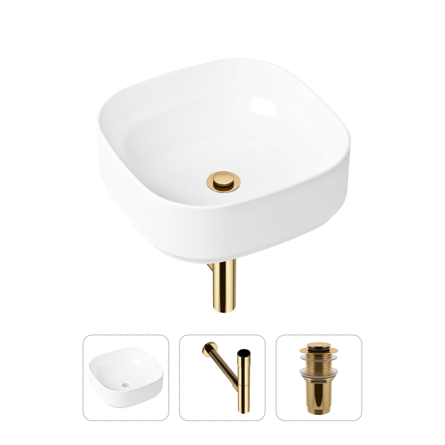 фото Комплект 3 в 1 lavinia boho bathroom sink 21520245: раковина 40 см, сифон, донный клапан