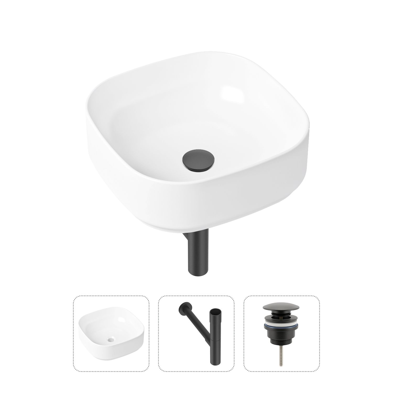 фото Комплект 3 в 1 lavinia boho bathroom sink 21520244: раковина 40 см, сифон, донный клапан