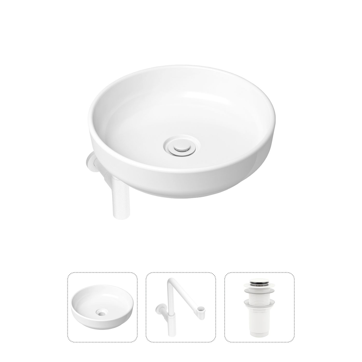 фото Комплект 3 в 1 lavinia boho bathroom sink 21520215: раковина 40 см, сифон, донный клапан