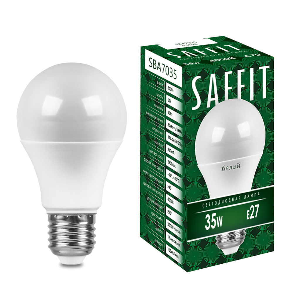 Лампочка светодиодная Saffit SBA7035, 35Вт E27 230V белый, упаковка 10 шт, 55198, SBA7035
Лампочка светодиодная Saffit SBA7035, 35Вт E27 230V белый, упаковка 10 шт, 55198, SBA7035