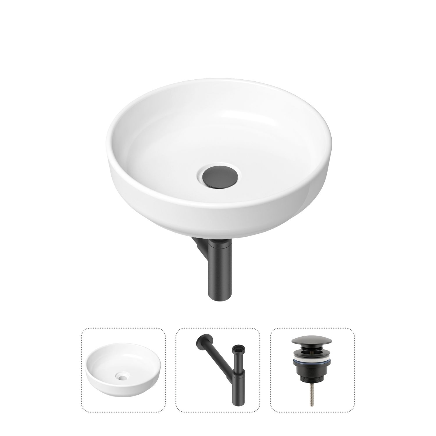 фото Комплект 3 в 1 lavinia boho bathroom sink 21520200: раковина 40 см, сифон, донный клапан