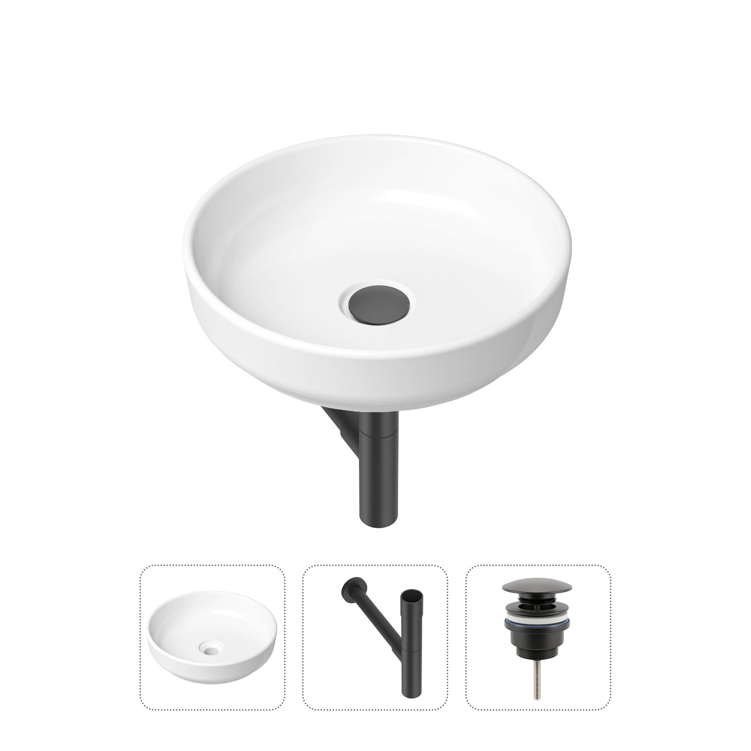 фото Комплект 3 в 1 lavinia boho bathroom sink 21520190: раковина 40 см, сифон, донный клапан