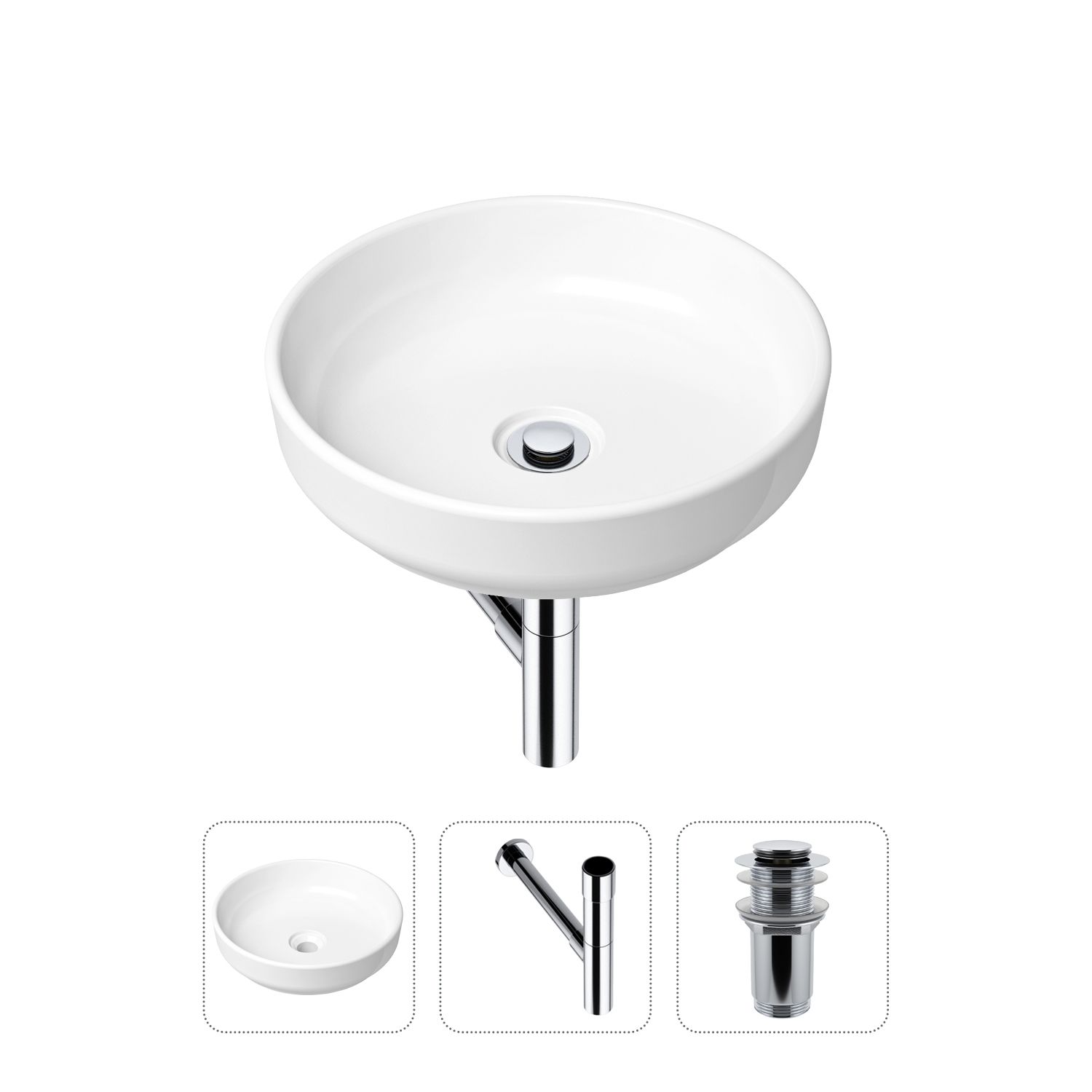 фото Комплект 3 в 1 lavinia boho bathroom sink 21520187: раковина 40 см, сифон, донный клапан