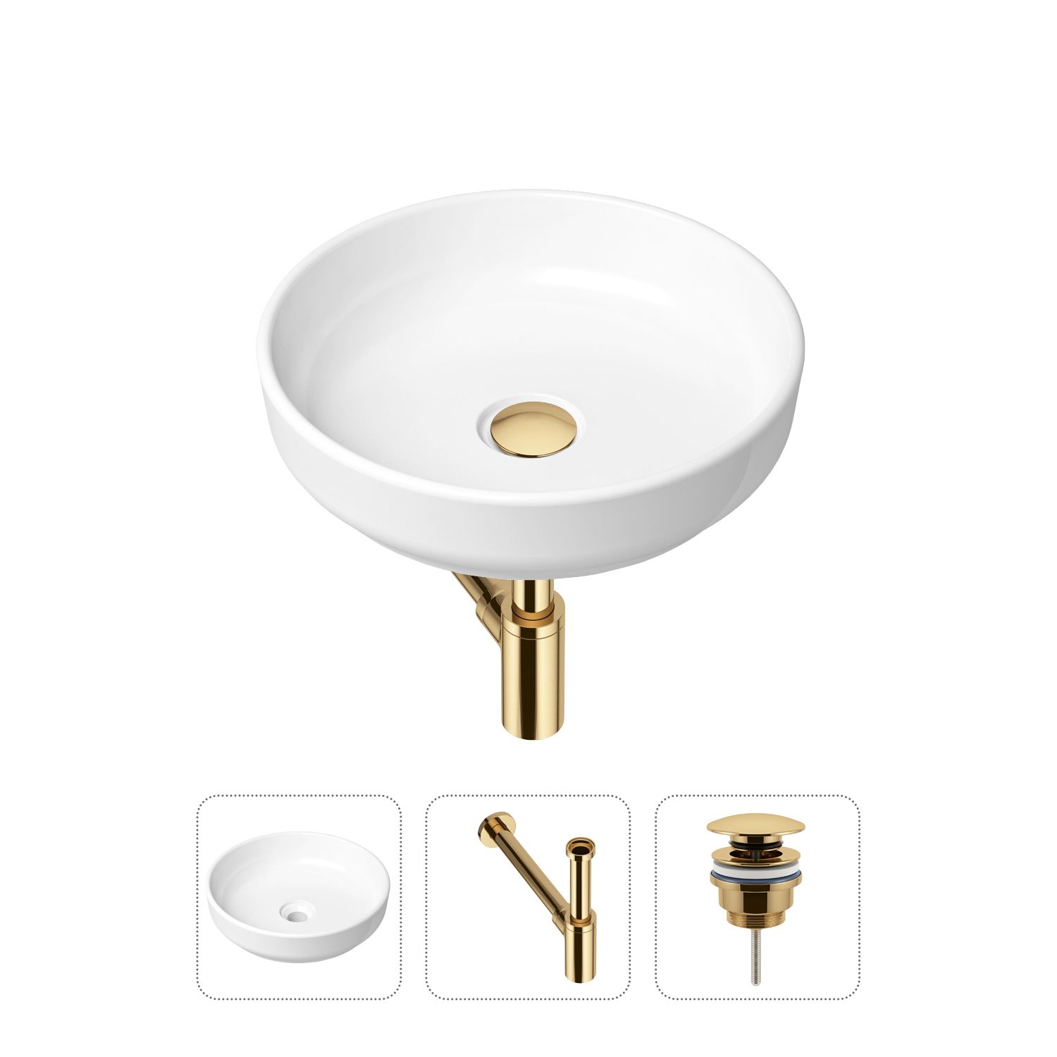 фото Комплект 3 в 1 lavinia boho bathroom sink 21520172: раковина 40 см, сифон, донный клапан