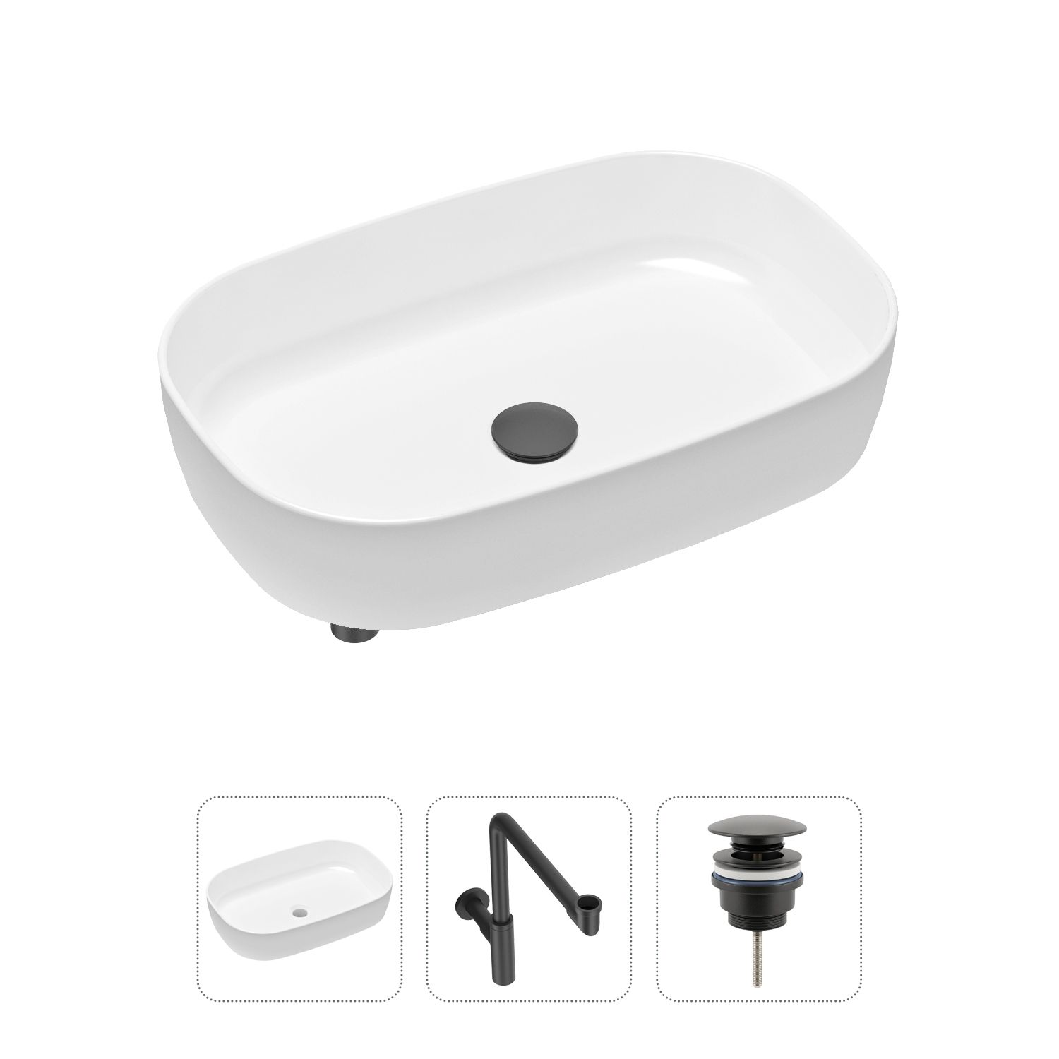 фото Комплект 3 в 1 lavinia boho bathroom sink 21520102: раковина 54 см, сифон, донный клапан