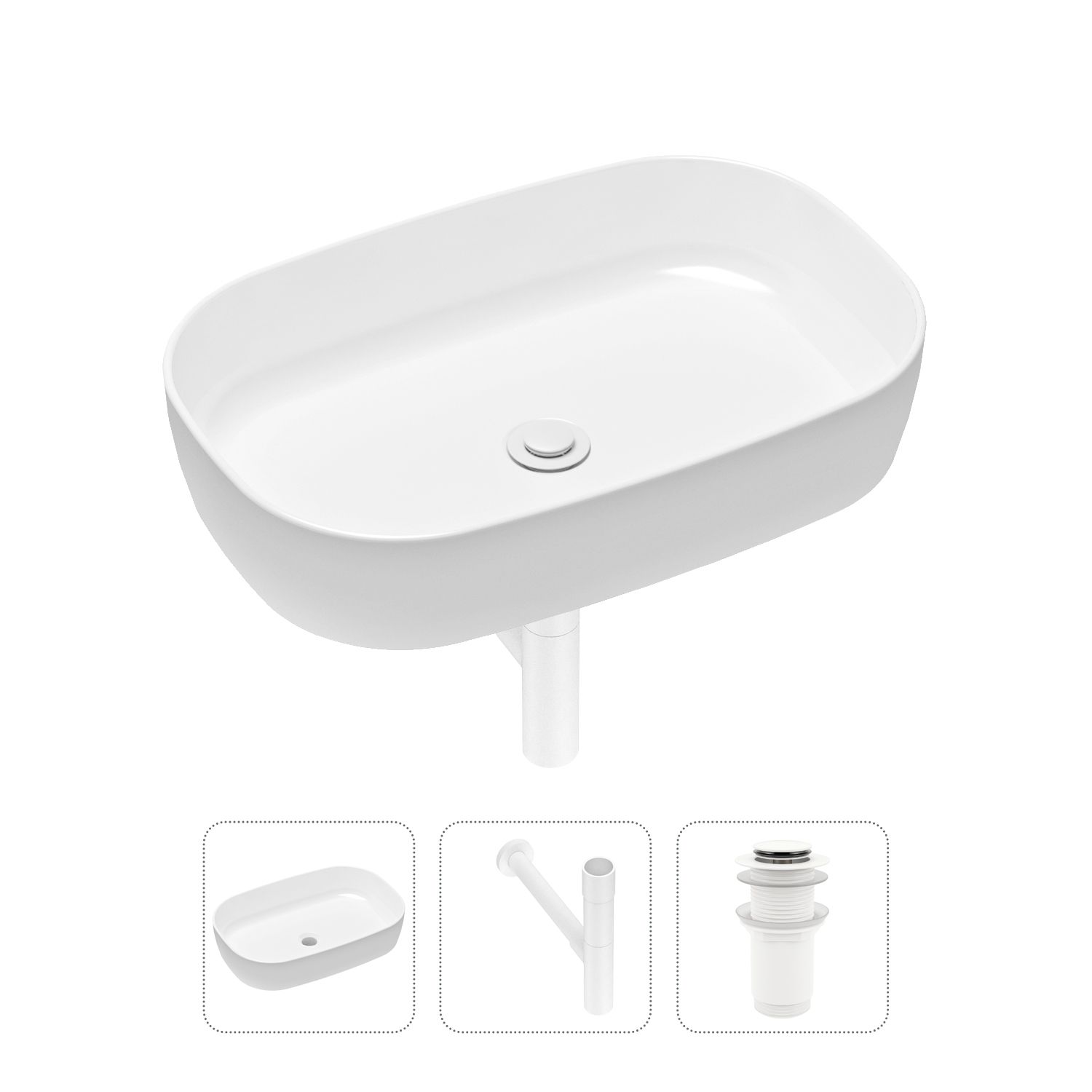 фото Комплект 3 в 1 lavinia boho bathroom sink 21520087: раковина 54 см, сифон, донный клапан