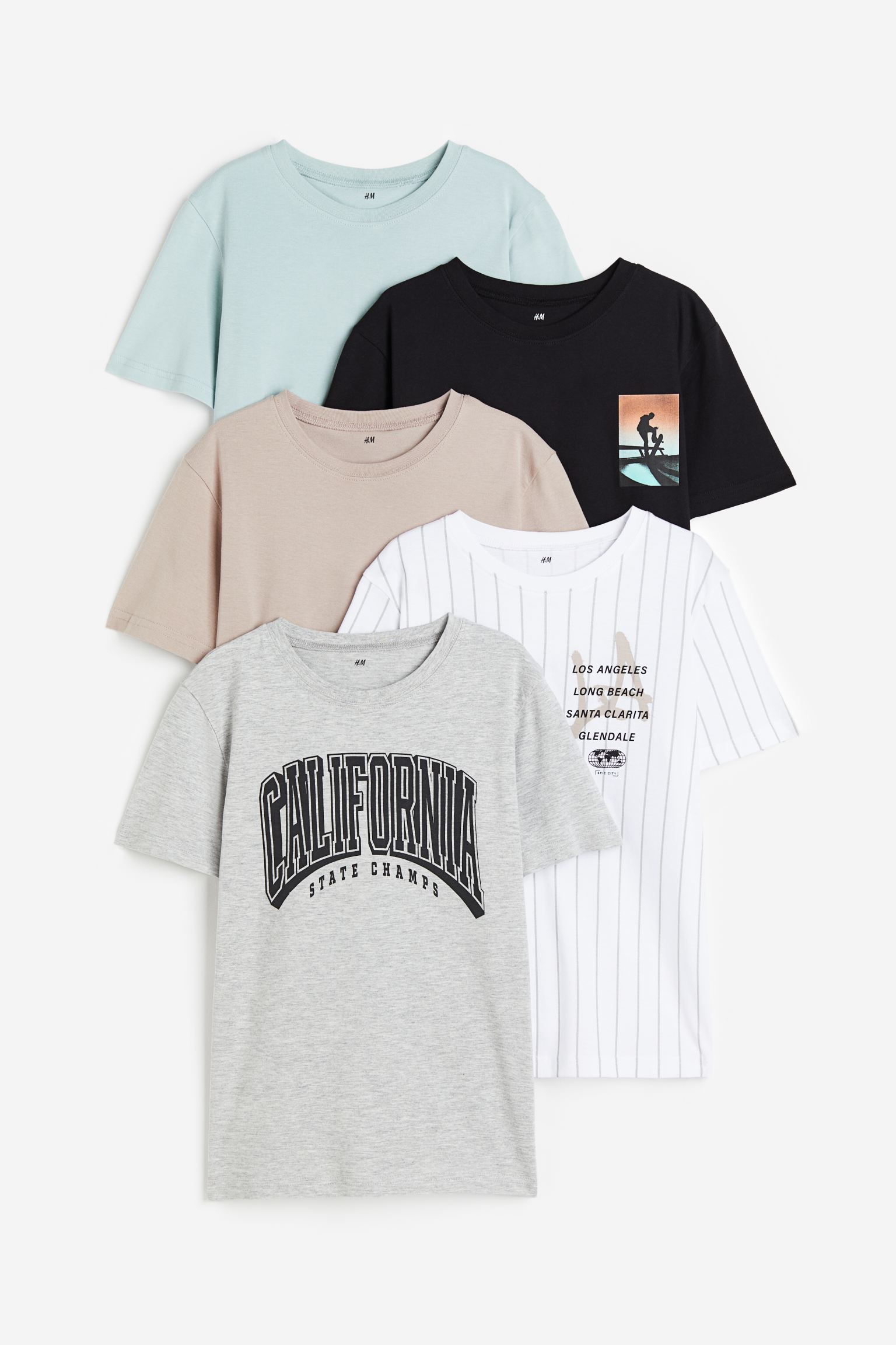 Комплект из 5 хлопковых футболок H&M 134/140 Хизер Грей/Калифорния (доставка из-за рубежа), Серый, 1118563
Комплект из 5 хлопковых футболок H&M 134/140 Хизер Грей/Калифорния (доставка из-за рубежа), Серый, 1118563
