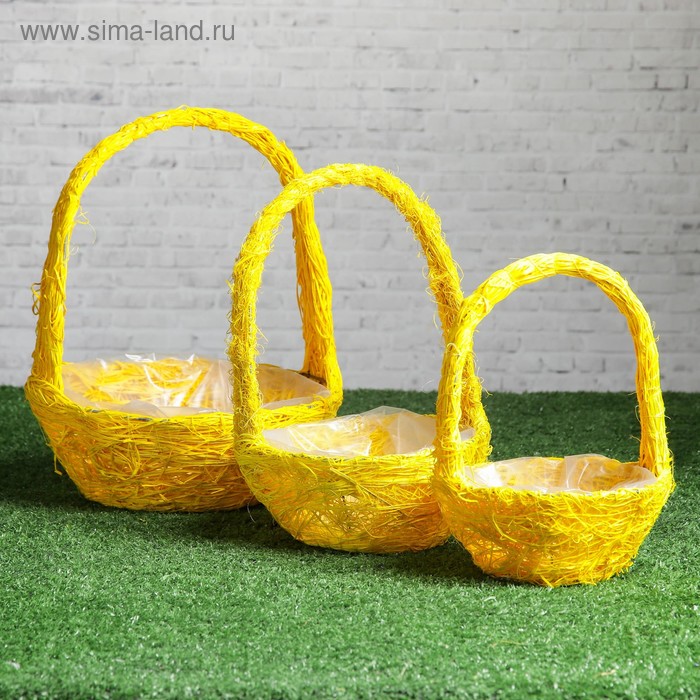 Набор корзин Солнышко, 3 шт, 25x10/32 см, 20x9/28 см, 17x8/23 см, ротанг, сизаль, Желтый
Набор корзин Солнышко, 3 шт, 25x10/32 см, 20x9/28 см, 17x8/23 см, ротанг, сизаль, Желтый