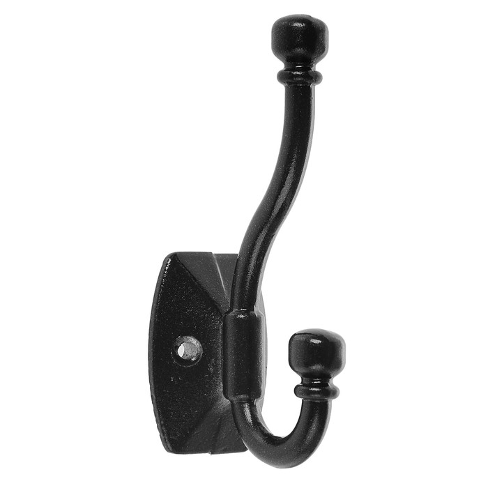 фото Крючок мебельный двухрожковый тундра км04sd, цвет черный металлик