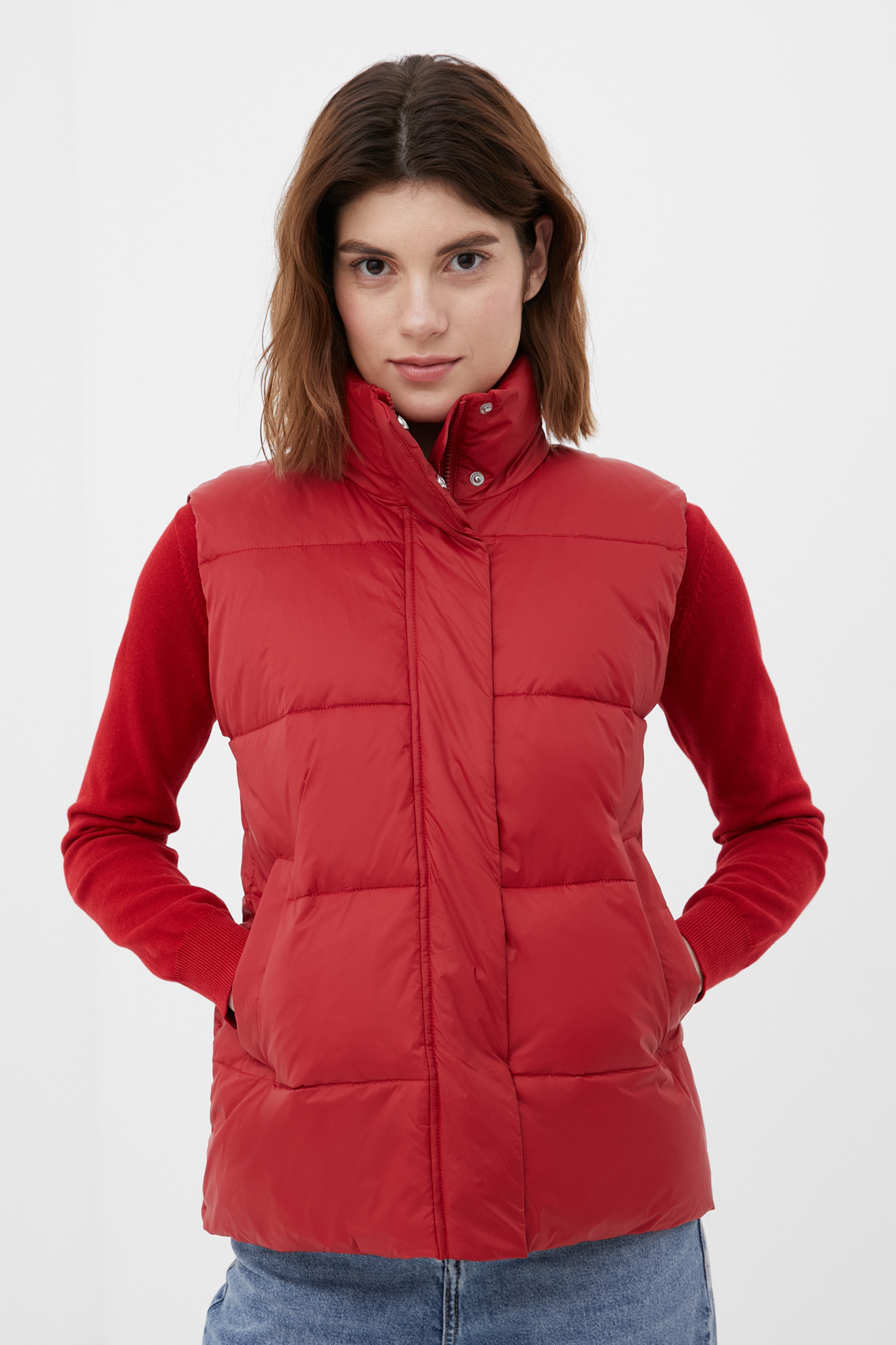 фото Утепленный жилет женский finn flare fbc11005 красный xs