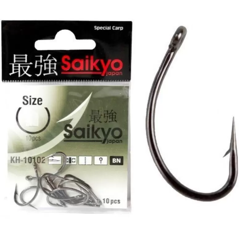 Одинарные крючки Saikyo Curve Shank №2 BN, с колечком, прямое острие, с бородкой, Черный, KH-10102 Big Carp
Одинарные крючки Saikyo Curve Shank №2 BN, с колечком, прямое острие, с бородкой, Черный, KH-10102 Big Carp