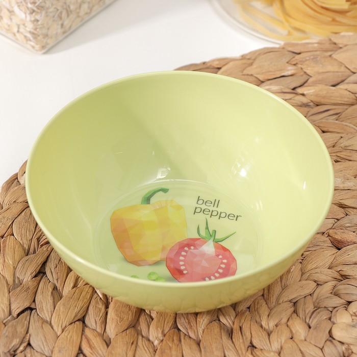 фото Миска пластиковая, 460 мл, d=13 см, h=4,7 см, с декором, цвет салатовый idiland