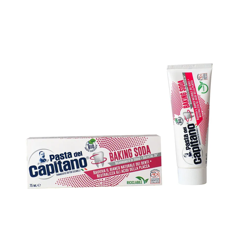 Pasta del Capitano Зубная паста Baking Soda / Для деликатного отбеливания с содой 75 мл
Pasta del Capitano Зубная паста Baking Soda / Для деликатного отбеливания с содой 75 мл