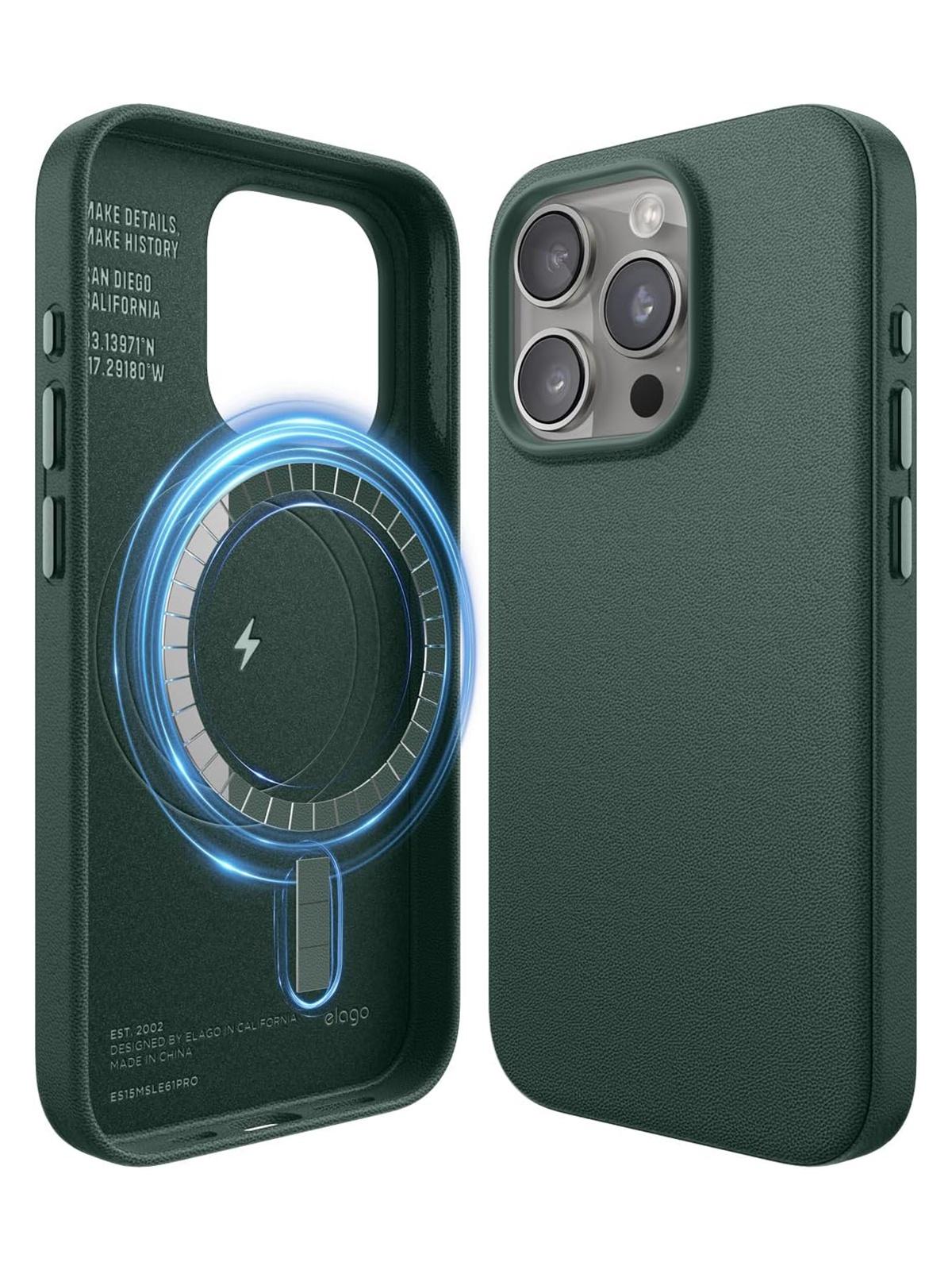 Чехол Elago для iPhone 15 Pro с MagSafe и металлическими клавишами зеленый, PU Leather MagSafe
Чехол Elago для iPhone 15 Pro с MagSafe и металлическими клавишами зеленый, PU Leather MagSafe