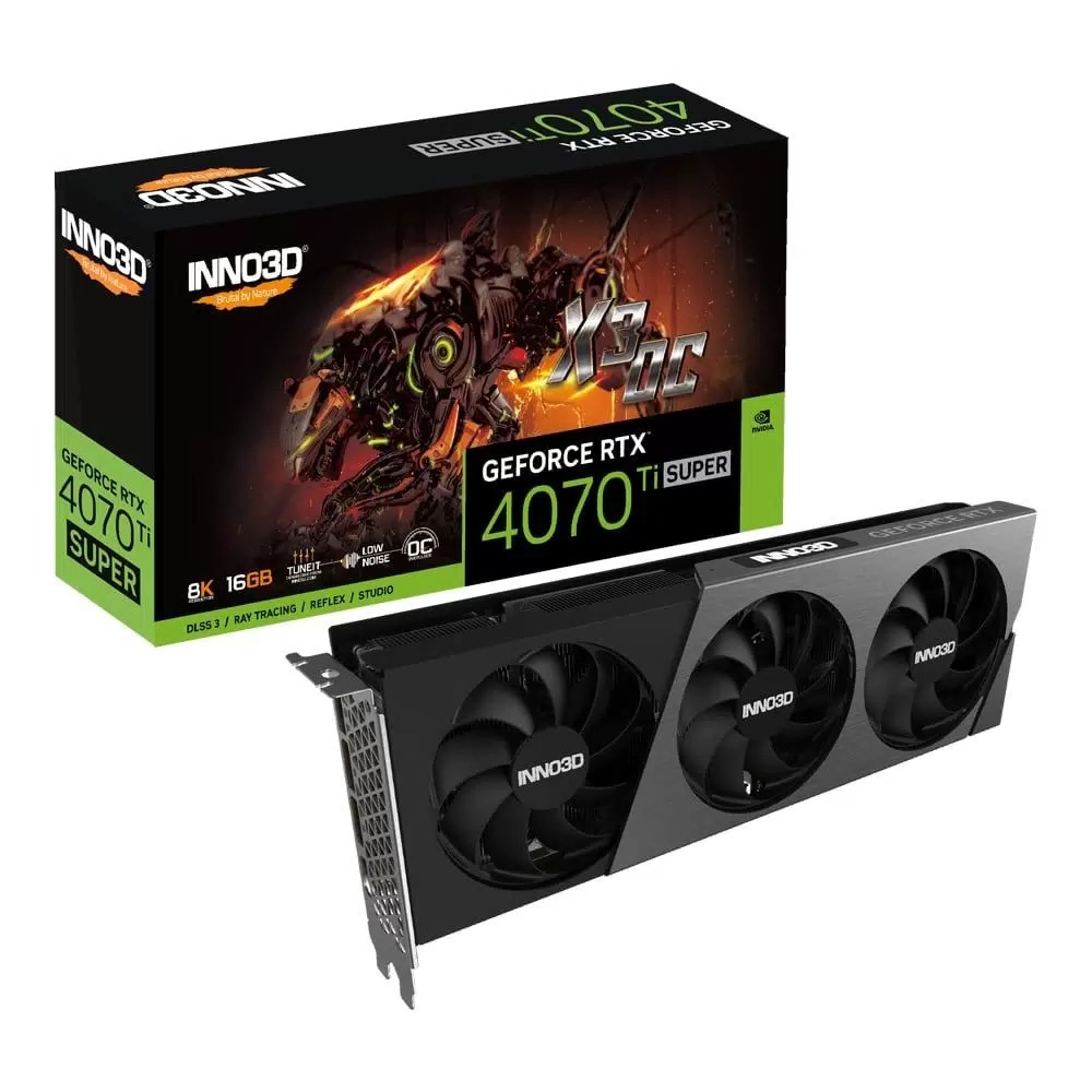 Видеокарта Inno3D NVIDIA GeForce RTX 4070 Ti Super X3 OC (N407TS3-166XX-186158N), Черный, GeForce RTX 4070 Ti Super X3 OC
Видеокарта Inno3D NVIDIA GeForce RTX 4070 Ti Super X3 OC (N407TS3-166XX-186158N), Черный, GeForce RTX 4070 Ti Super X3 OC