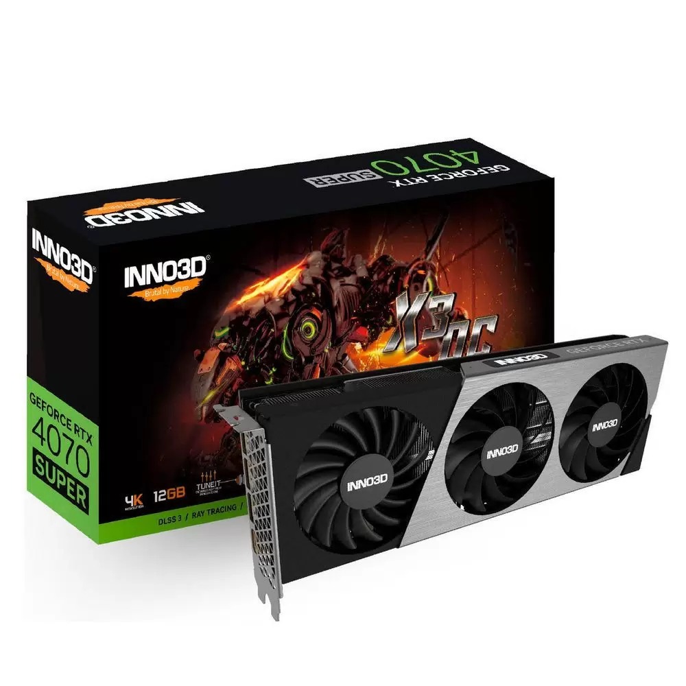 Видеокарта Inno3D NVIDIA GeForce RTX 4070 Super X3 OC (N407S3-126XX-186162L), Черный, GeForce RTX 4070 Super X3 OC
Видеокарта Inno3D NVIDIA GeForce RTX 4070 Super X3 OC (N407S3-126XX-186162L), Черный, GeForce RTX 4070 Super X3 OC
