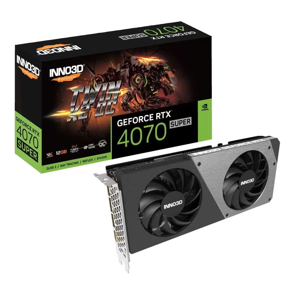 Видеокарта Inno3D NVIDIA GeForce RTX 4070 Super Twin X2 (N407S2-126XX-186162N), Черный, GeForce RTX 4070 Super Twin X2
Видеокарта Inno3D NVIDIA GeForce RTX 4070 Super Twin X2 (N407S2-126XX-186162N), Черный, GeForce RTX 4070 Super Twin X2