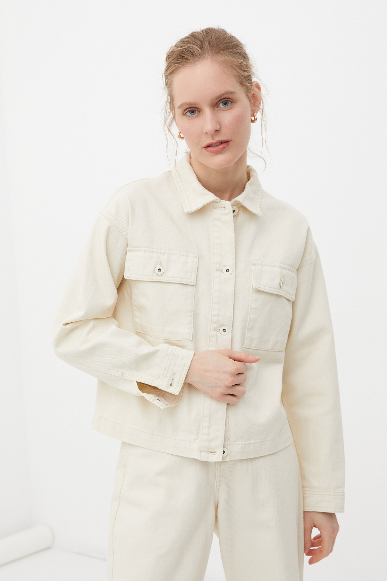 фото Джинсовая куртка женская finn flare fsc15008 белая m