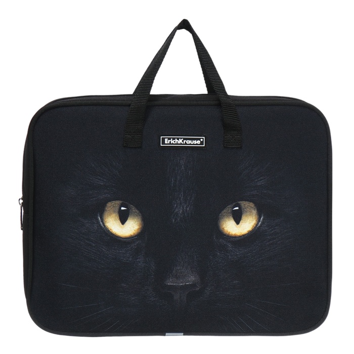 Папка ErichKrause Black Cat, с ручками А4+, 360х290х70мм, текстильная 
Папка ErichKrause Black Cat, с ручками А4+, 360х290х70мм, текстильная