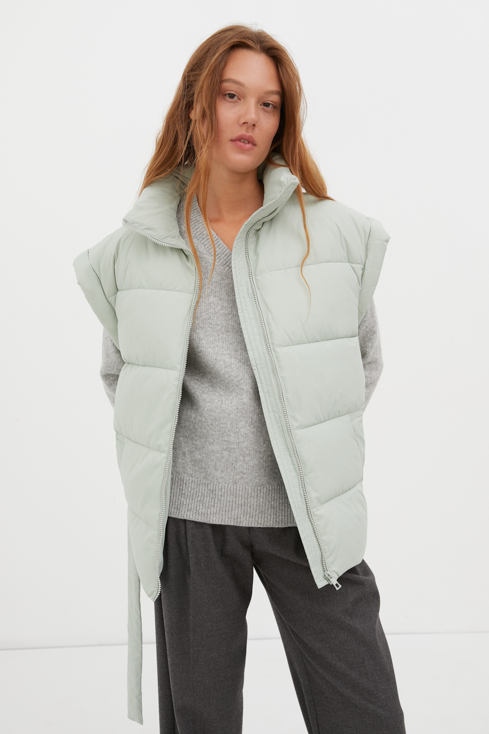 фото Утепленный жилет женский finn flare fac11034 зеленый 2xl