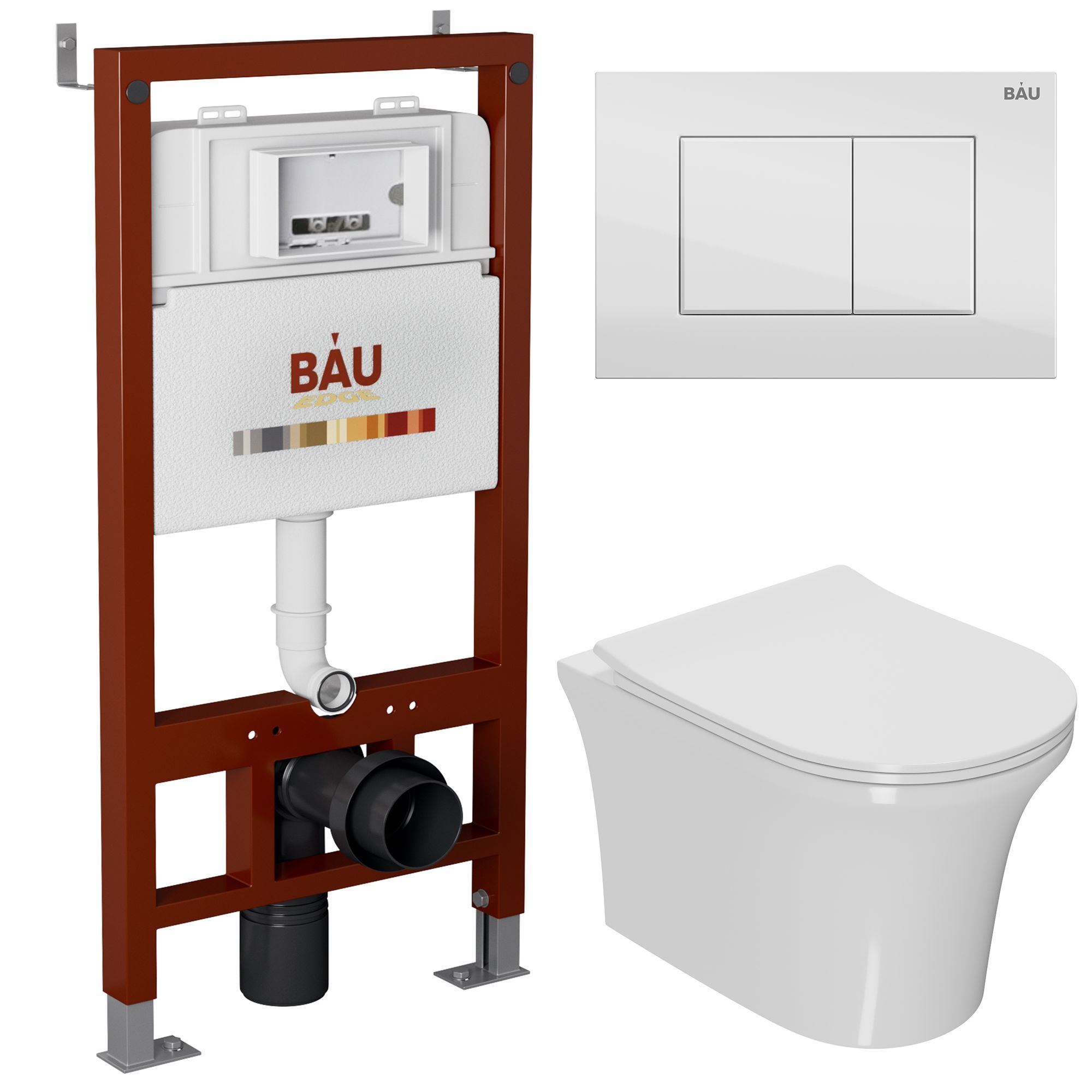 Комплект BAU 6 в 1: инсталляция BAU PRO, унитаз подвесной безободковый Bau Spectrum PRO, 10752
Комплект BAU 6 в 1: инсталляция BAU PRO, унитаз подвесной безободковый Bau Spectrum PRO, 10752