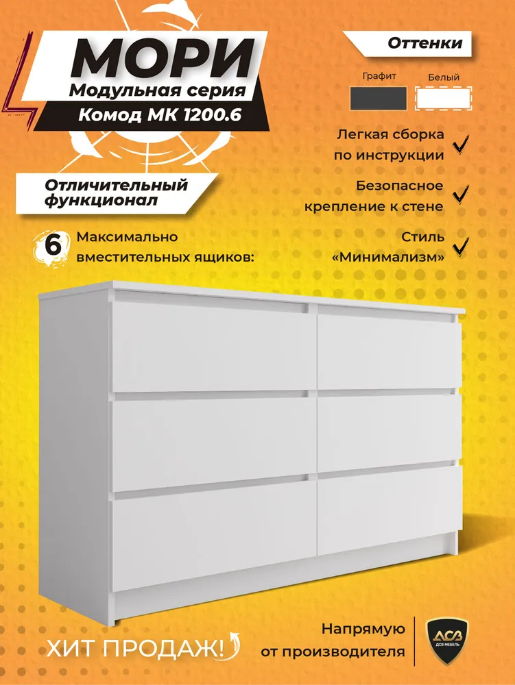 Комод Мори МК1200.6/4/ для белья/ для одежды/ в спальню/ в детскую/ в прихожую/ вместитель
Комод Мори МК1200.6/4/ для белья/ для одежды/ в спальню/ в детскую/ в прихожую/ вместитель