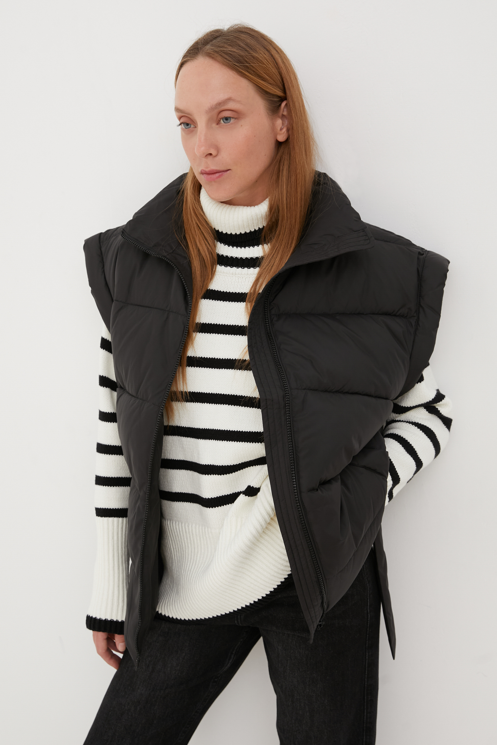 фото Утепленный жилет женский finn flare fac11034 черный xl