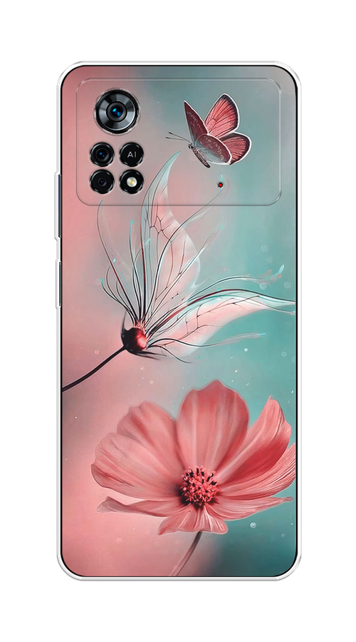 Чехол на Xiaomi Poco X4 Pro 5G "Бабочка и цветок", Голубой;розовый, 313150-1 
Чехол на Xiaomi Poco X4 Pro 5G "Бабочка и цветок", Голубой;розовый, 313150-1