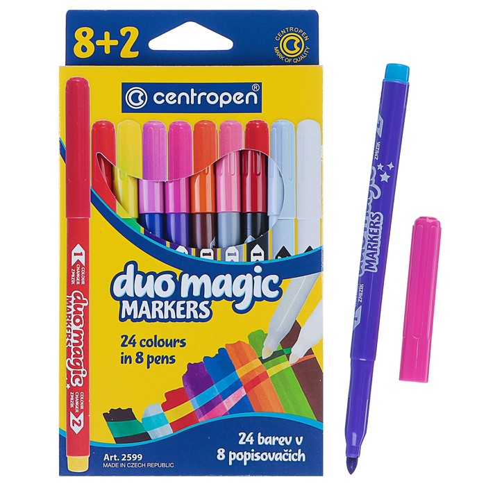 Centropen Фломастеры 8 цветов (+ 2 поглотителя), Centropen Duomagic 2599/10, 1.8 мм, карто, Разноцветный
Centropen Фломастеры 8 цветов (+ 2 поглотителя), Centropen Duomagic 2599/10, 1.8 мм, карто, Разноцветный