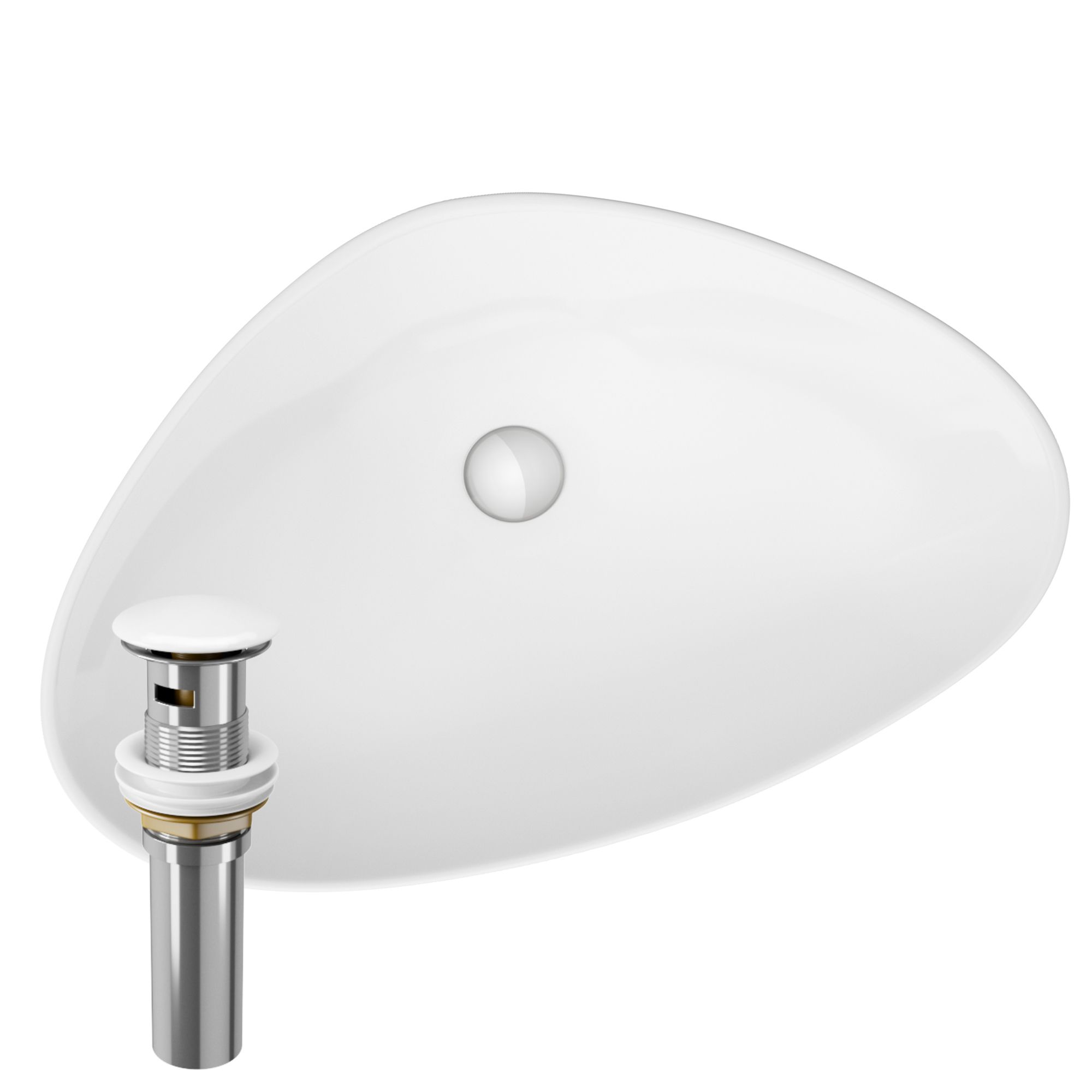 фото Раковина накладная на столешницу bau triangle 59х39, белая, выпуск клик клак, белый bauedge