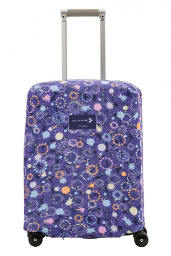 фото Чехол для чемодана routemark блестки, искры, конфетти фиолетовый, 51,5x41