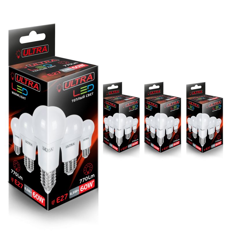 Светодиодная Лампочка Ultra Led A50 8,5W E27 3000K, комплект 4 шт., A50 8,5W E27 3000K х 4 уп.
Светодиодная Лампочка Ultra Led A50 8,5W E27 3000K, комплект 4 шт., A50 8,5W E27 3000K х 4 уп.