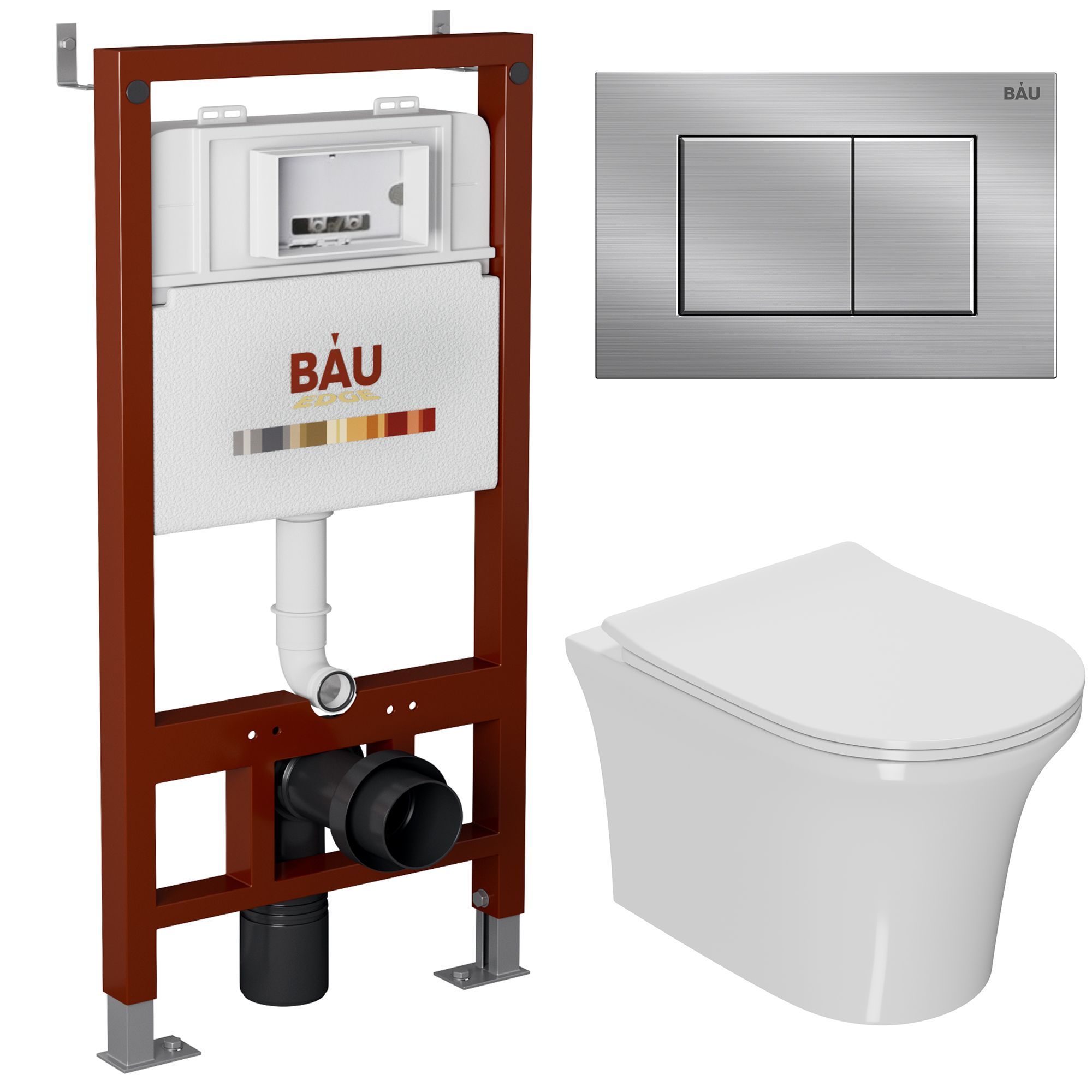 Комплект BAU 6 в 1: инсталляция BAU PRO, унитаз подвесной безободковый Bau Spectrum PRO, 10752
Комплект BAU 6 в 1: инсталляция BAU PRO, унитаз подвесной безободковый Bau Spectrum PRO, 10752