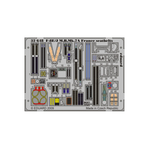 32648 Eduard 1/32 Фототравление привязные ремни F-8E/J M.B.Mk.7A France seatbelts, Однотонный, 32648
32648 Eduard 1/32 Фототравление привязные ремни F-8E/J M.B.Mk.7A France seatbelts, Однотонный, 32648