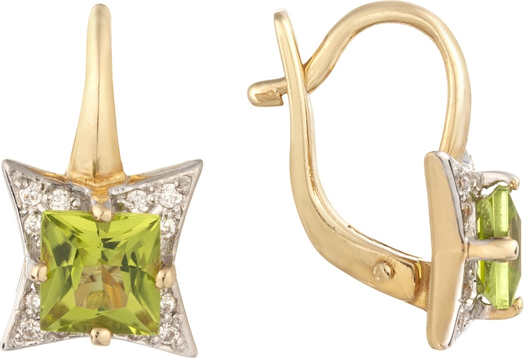 Серьги женские из золота ALORIS 1570ХКц, хризолит/фианит, 1570ХКц 
Серьги женские из золота ALORIS 1570ХКц, хризолит/фианит, 1570ХКц