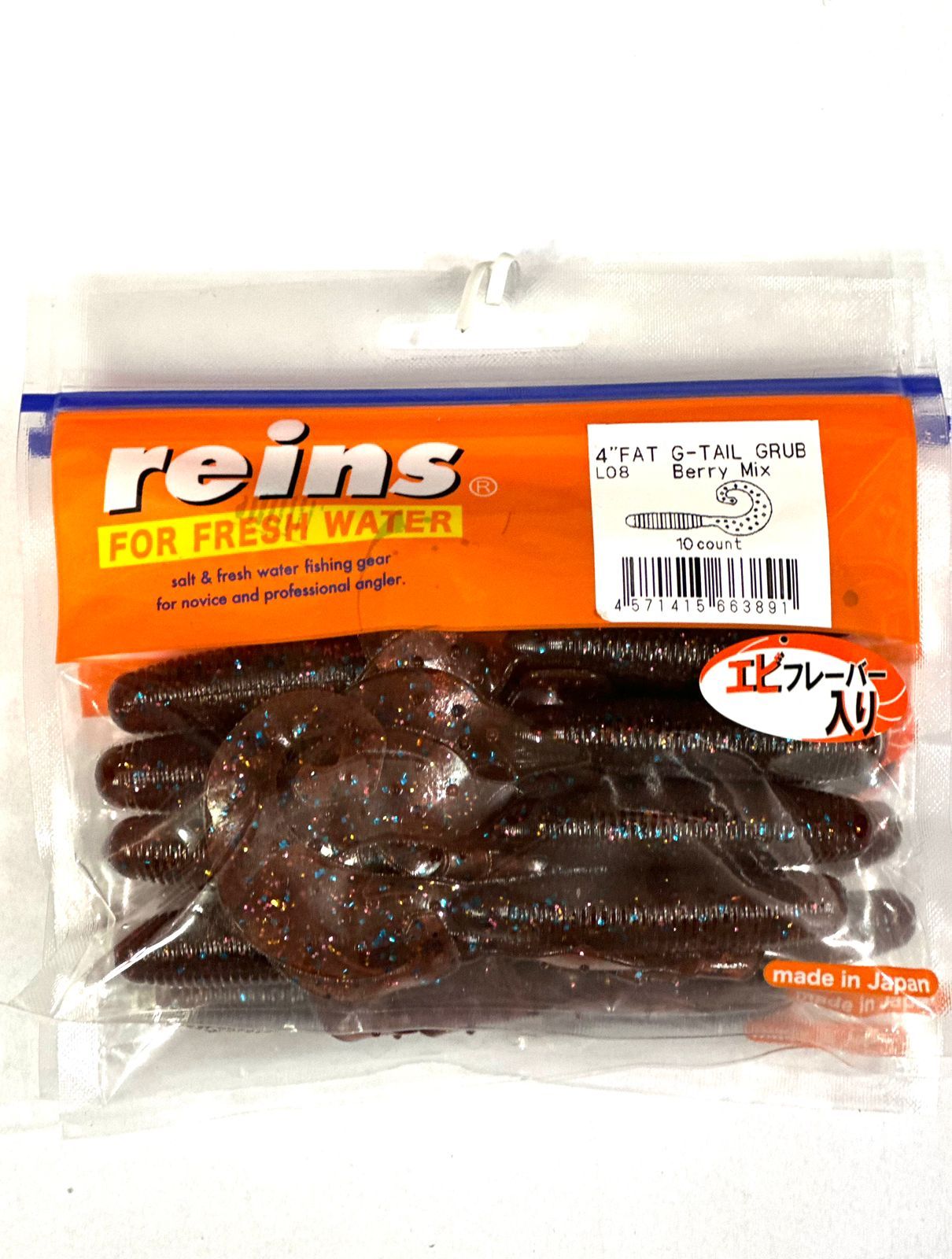 Силиконовая приманка REINS FAT G TAIL GRUB 4 Цв. L08 - Berry Mix, Коричневый, Fat G-Tail Grub
Силиконовая приманка REINS FAT G TAIL GRUB 4 Цв. L08 - Berry Mix, Коричневый, Fat G-Tail Grub