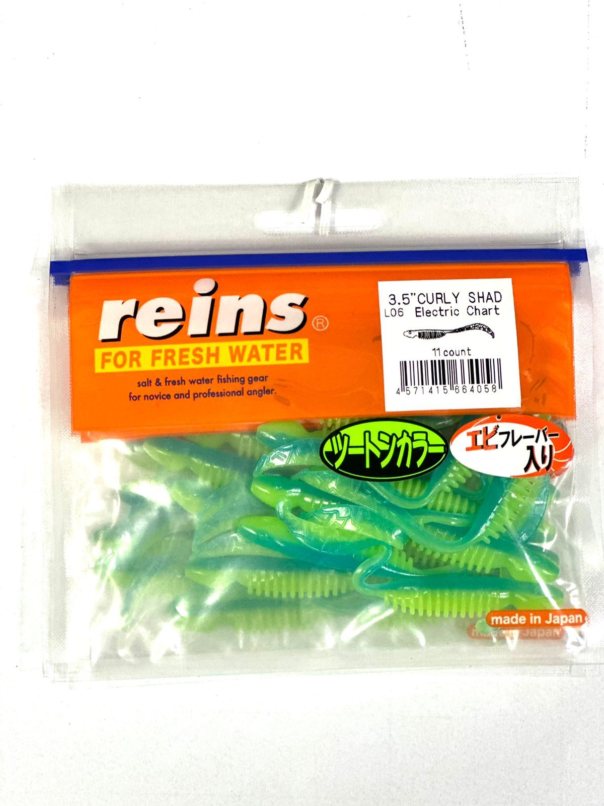 Силиконовая приманка REINS CURLY SHAD 3.5" Цв. L06 - Electric Chart, Зеленый, Curly Shad
Силиконовая приманка REINS CURLY SHAD 3.5" Цв. L06 - Electric Chart, Зеленый, Curly Shad