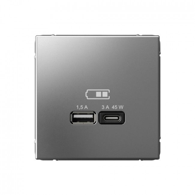 Розетка с зарядкой USB A+ type-C 45Вт высокоскоростная Systeme Electric сталь GAL000929, Серый
Розетка с зарядкой USB A+ type-C 45Вт высокоскоростная Systeme Electric сталь GAL000929, Серый