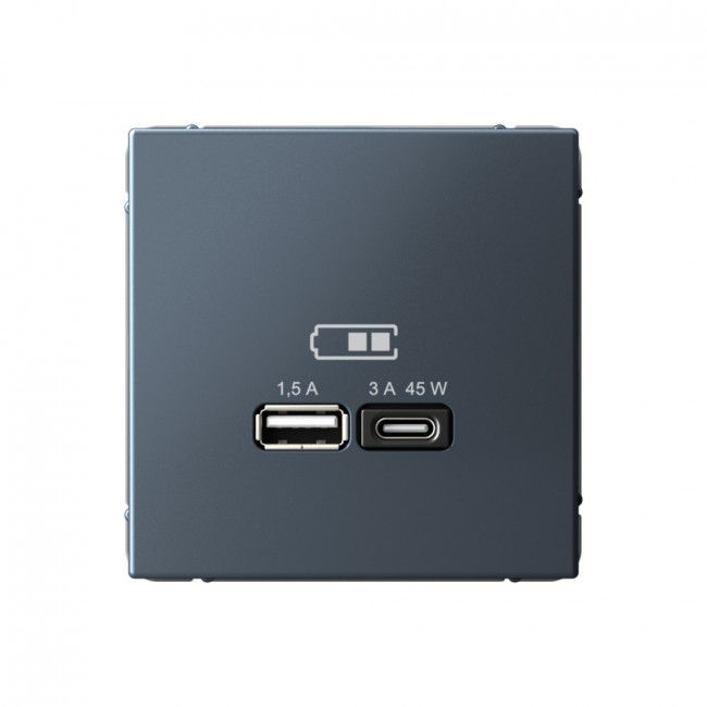 Розетка с зарядкой USB A+ type-C 45Вт высокоскоростная Systeme Electric грифель GAL000729, Серый
Розетка с зарядкой USB A+ type-C 45Вт высокоскоростная Systeme Electric грифель GAL000729, Серый