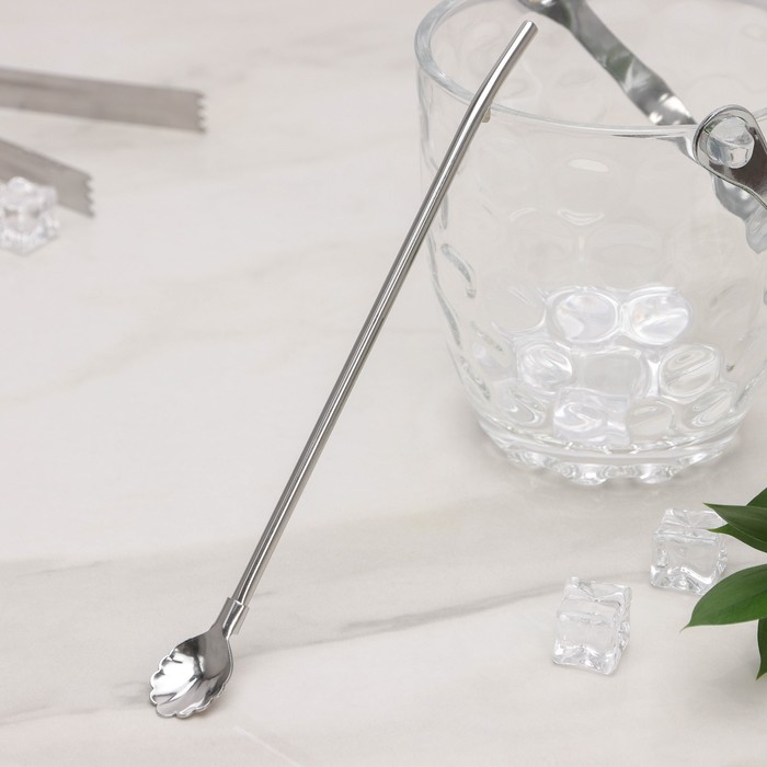 фото Ложка-трубочка для коктейля «ракушка», 21×2 см nobrand