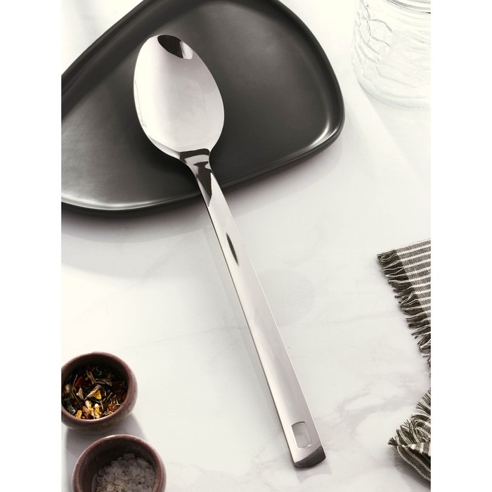 фото Ложка разливательная доляна everyday, 38×7 см, толщина 3 мм, цвет серебряный