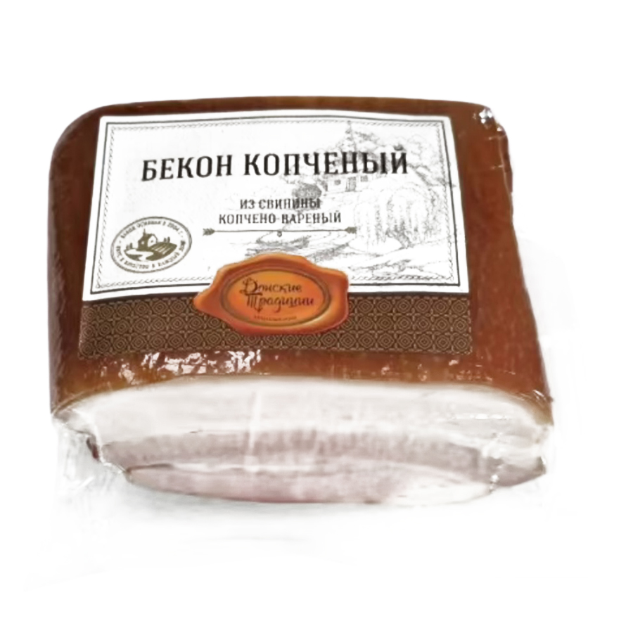 Бекон копчено-вареный Донские Традиции 300-350 г
Бекон копчено-вареный Донские Традиции 300-350 г