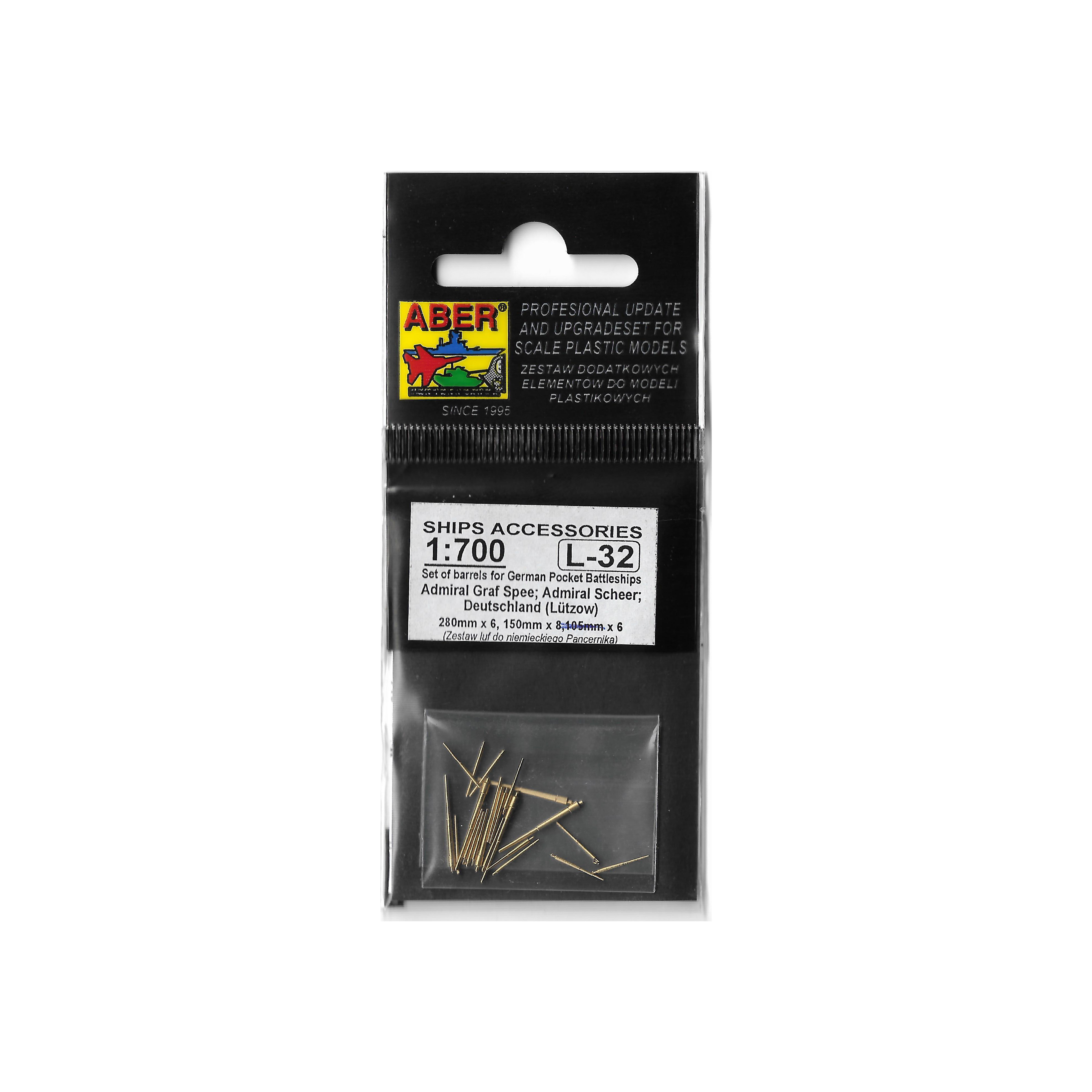 RE-700 L32х Aber 1/700 Пушечные стволы для Admiral Graf Spee class battleships 280mm x 6;, Однотонный, RE-700 L32х
RE-700 L32х Aber 1/700 Пушечные стволы для Admiral Graf Spee class battleships 280mm x 6;, Однотонный, RE-700 L32х